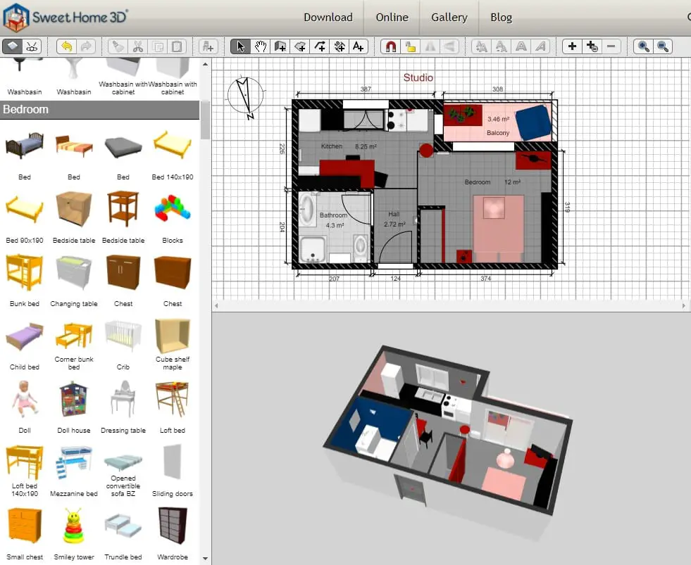 Narrow Lot House - Free Online Design | 3D Floor Plans by Planner 5D