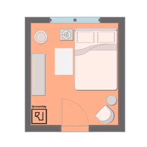 10’×12’ (300cm x 360cm) Rectangular Bedroom Layout small bedroom