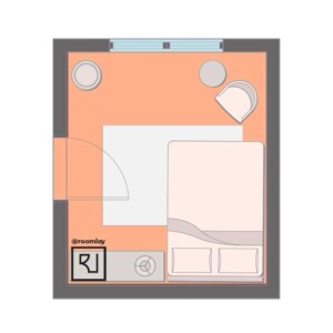 10’×12’ (300cm x 360cm) Rectangular Bedroom Layout small boho bedroom layout