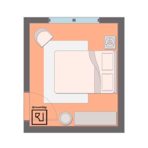 10’×12’ (300cm x 360cm) Rectangular Bedroom Layout small boho bedroom