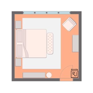 15'×15' (460cm x 460cm) Square Layout industrial bedroom furniture layout