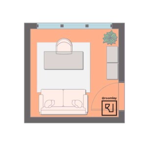 10’×10’ (300cm x 300cm) Square Layout home office furniture layout