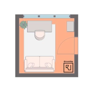 10’×10’ (300cm x 300cm) Square Layout small home office layout