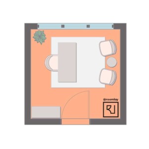 10’×10’ (300cm x 300cm) Square Layout square room layout