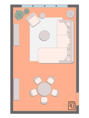 rectangular living room furniture arrangement