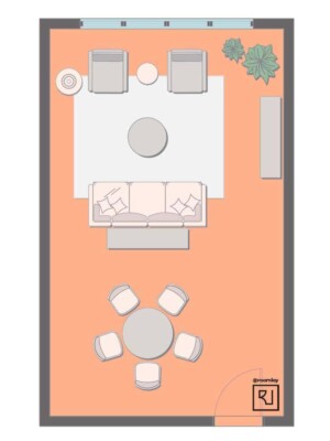 rectangular living room furniture arrangement