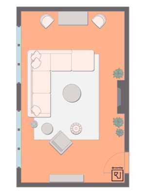 living room floor plan with fireplace