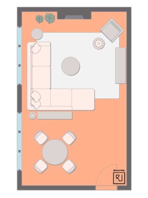 living room layout with fireplace and TV